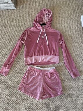 Jed North Rose Pink Velour Hooded Lounge Set